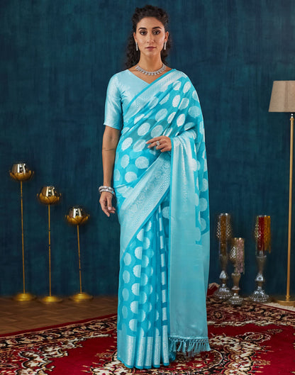 Sky Blue Georgette Weaving Banarasi Saree