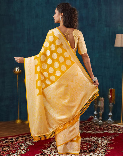 Yellow Georgette Weaving Banarasi Saree