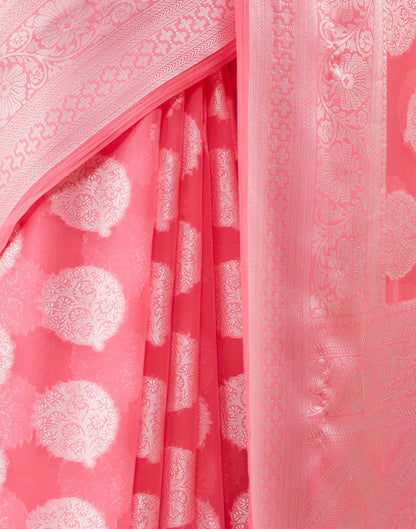 Rose Pink Georgette Weaving Banarasi Saree