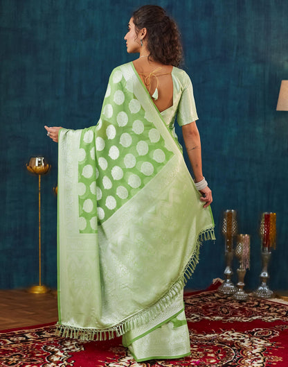 Green Georgette Weaving Banarasi Saree