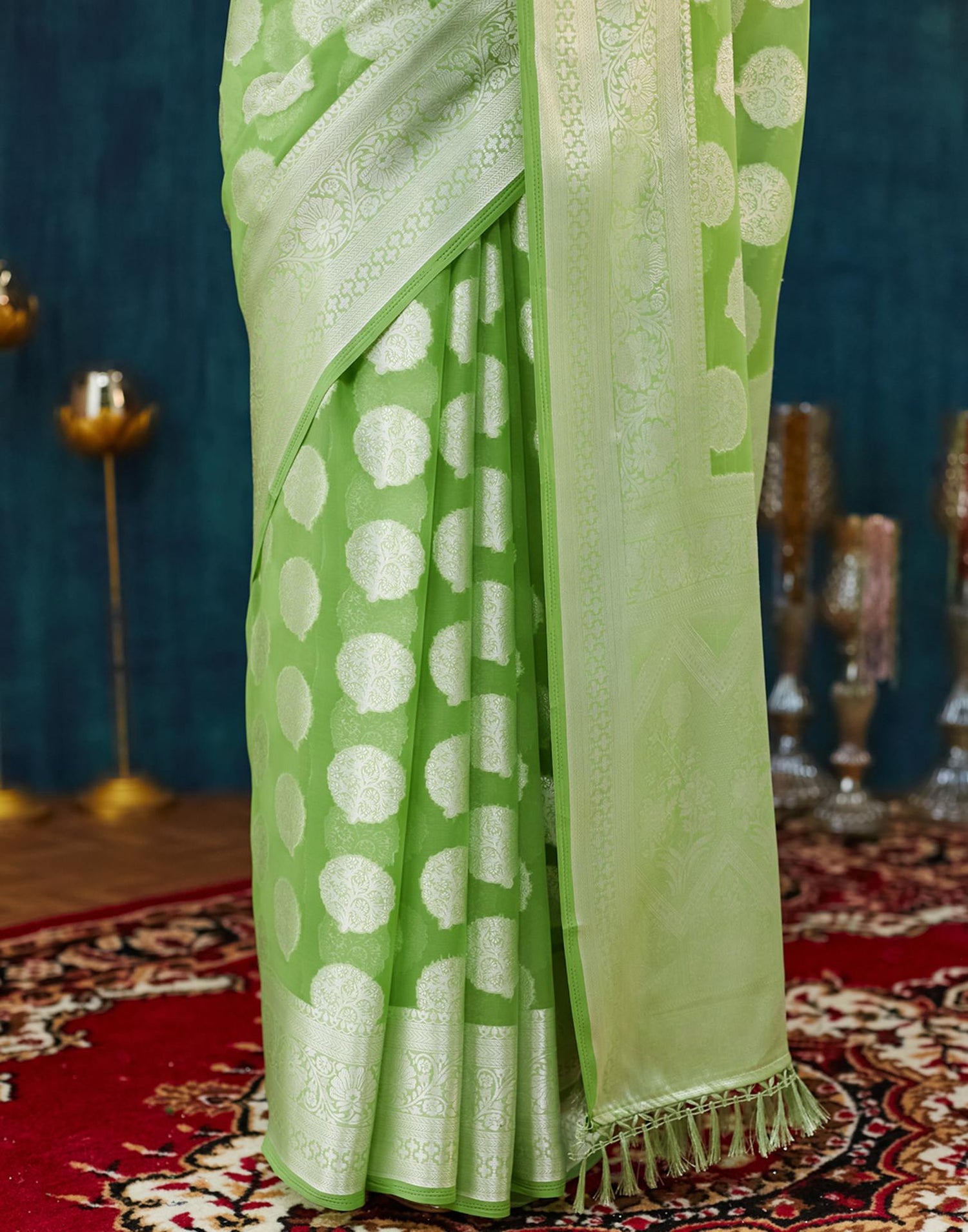 Green Georgette Weaving Banarasi Saree