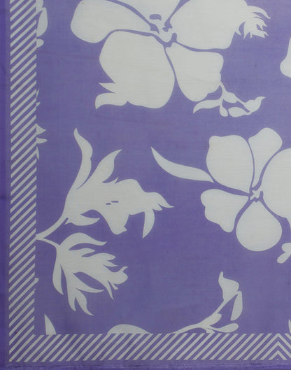 Violet Cotton Printed Saree