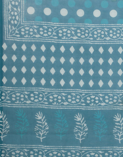 Dark Rama Blue Cotton Printed Saree