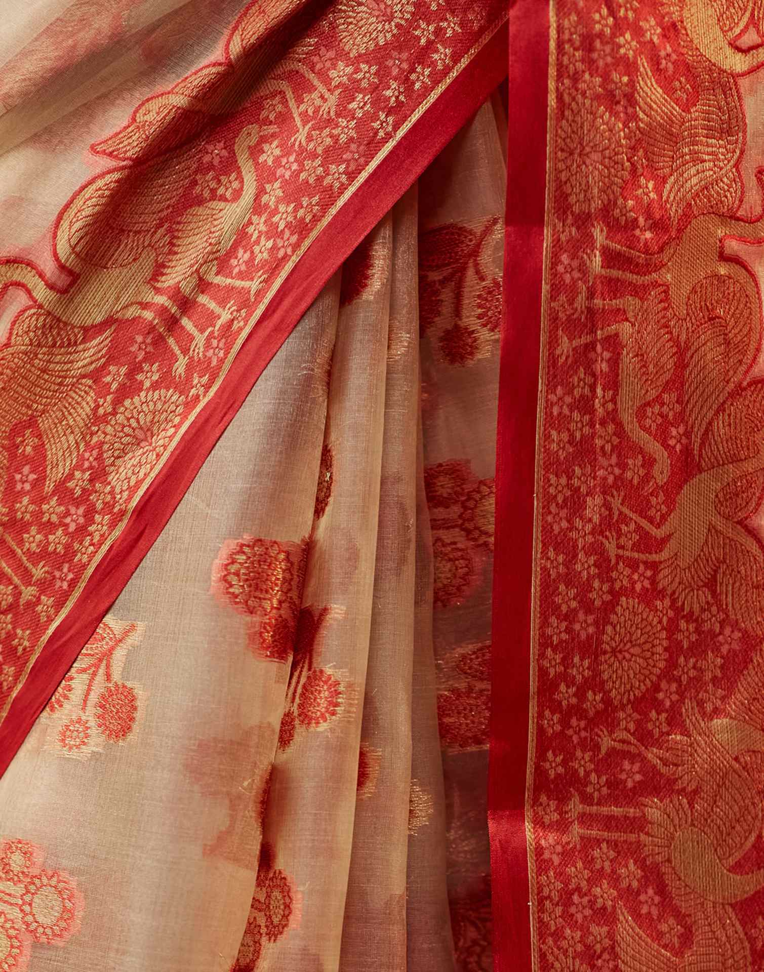 Beige Organza Weaving Banarasi Saree