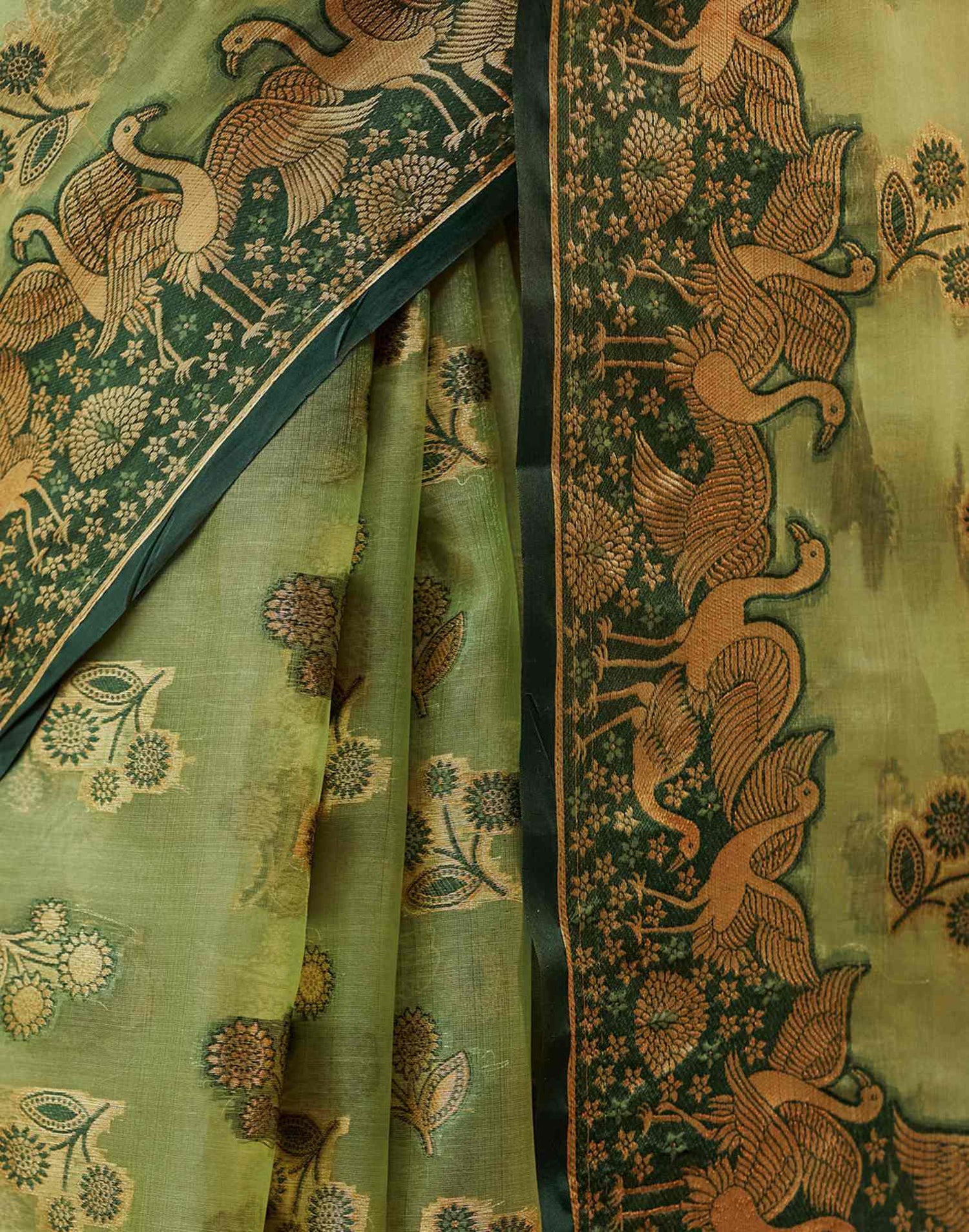 Pista Green Organza Weaving Banarasi Saree