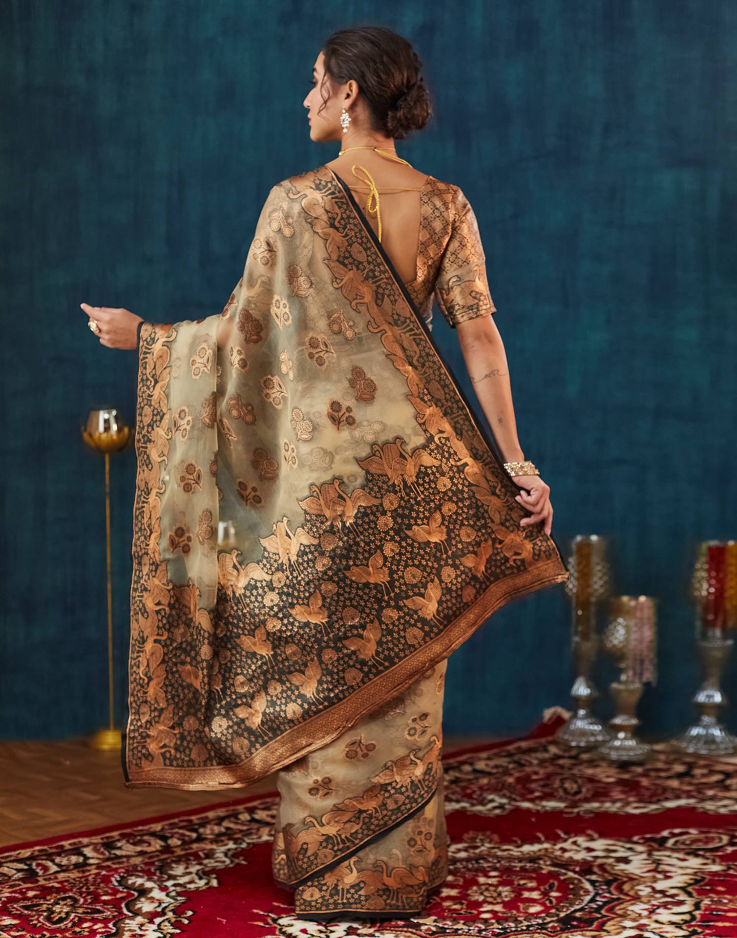 Beige Organza Weaving Banarasi Saree