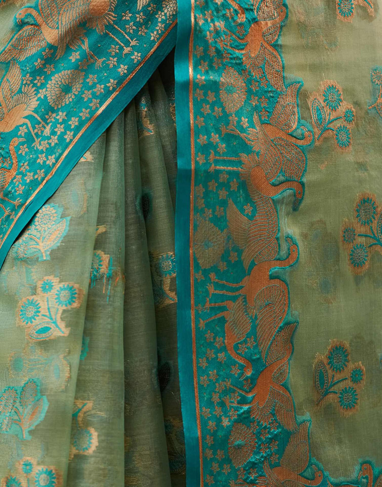 Sea Green Organza Weaving Banarasi Saree