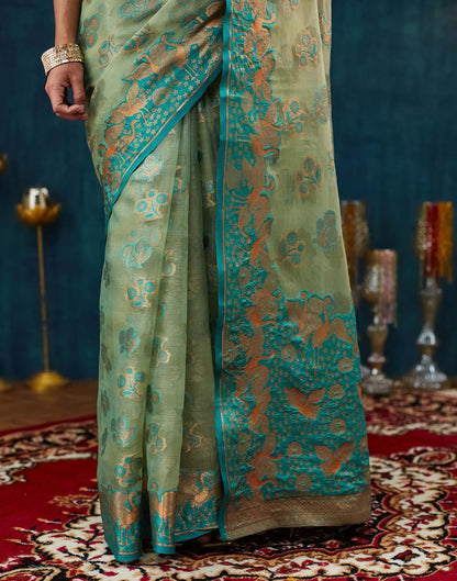 Sea Green Organza Weaving Banarasi Saree