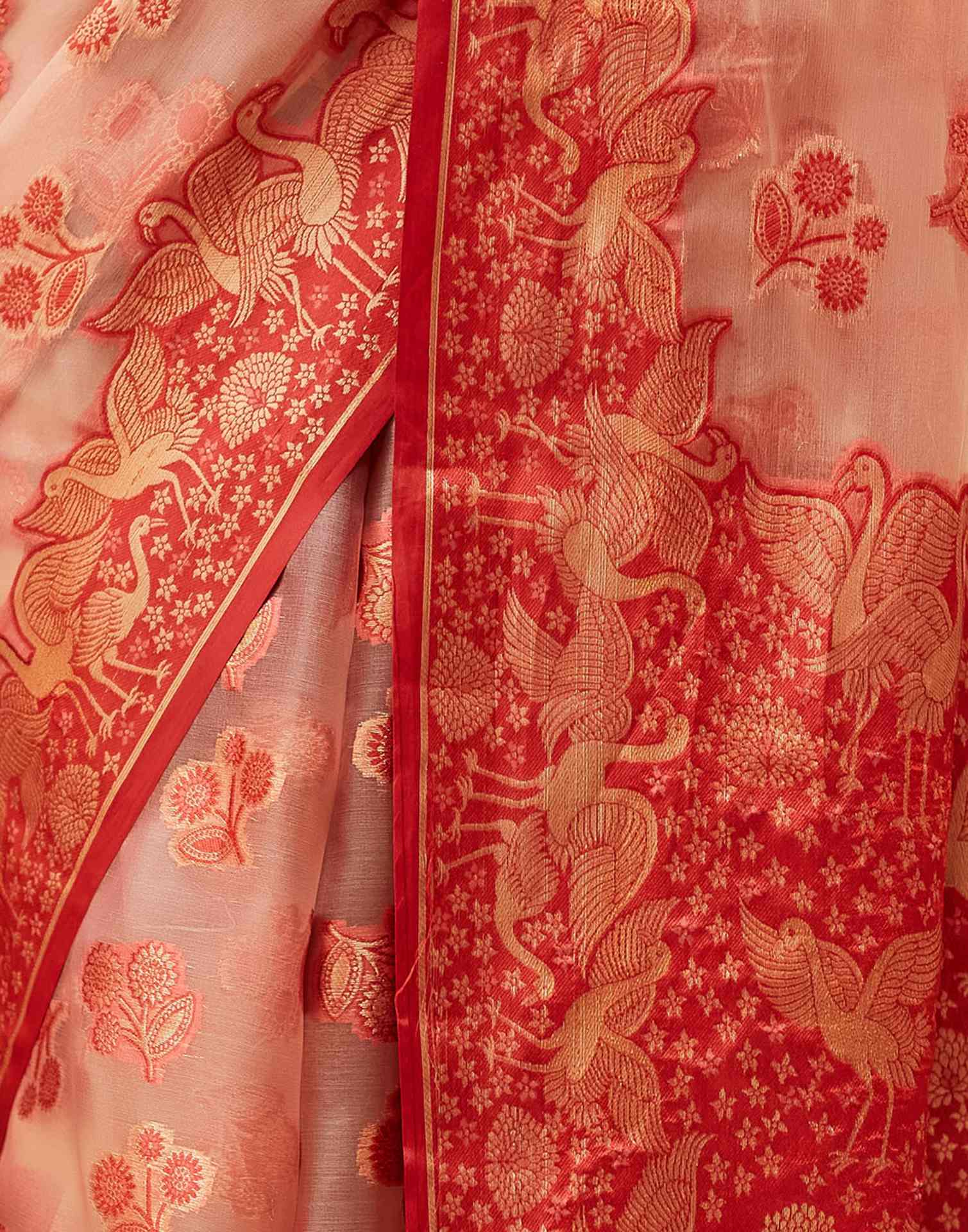 Cream Organza Weaving Banarasi Saree