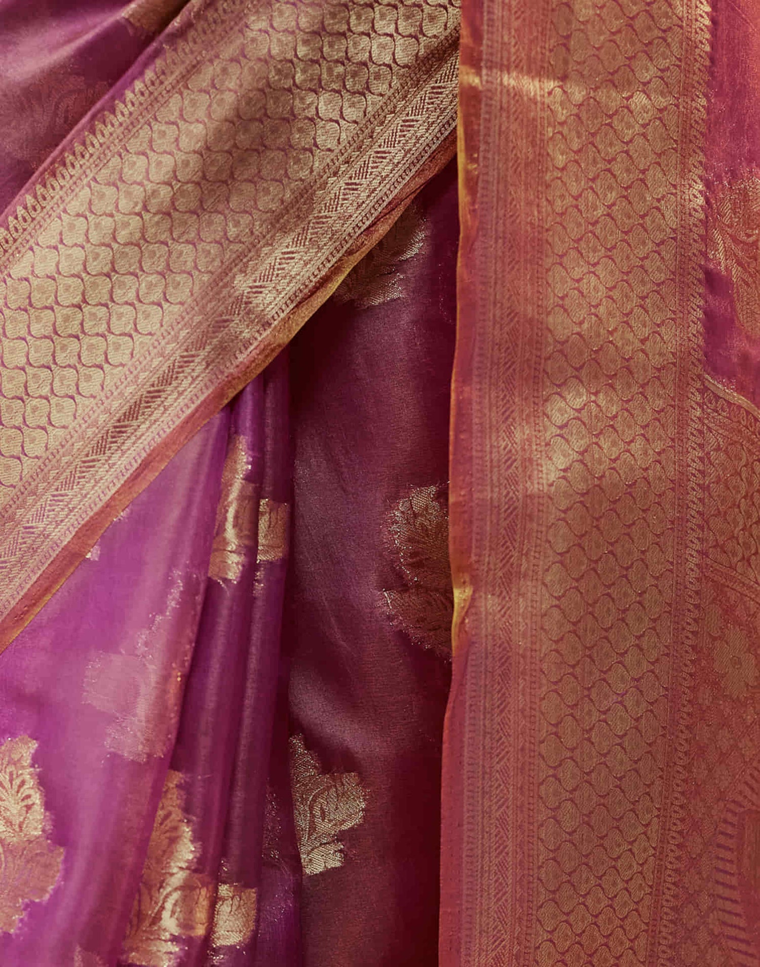 Dark Pink Silk Weaving Banarasi Saree