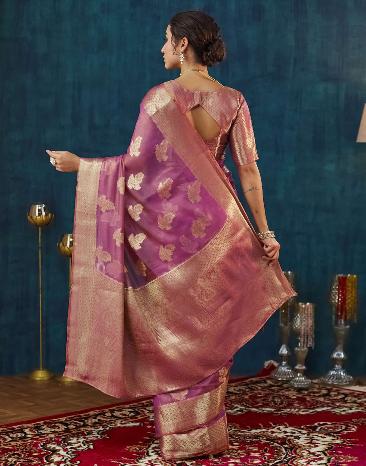 Dark Pink Silk Weaving Banarasi Saree