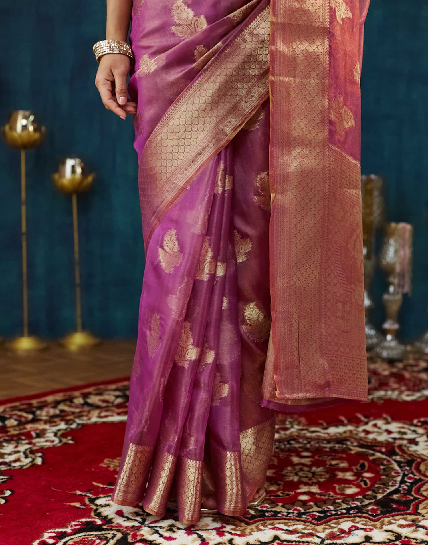 Dark Pink Silk Weaving Banarasi Saree