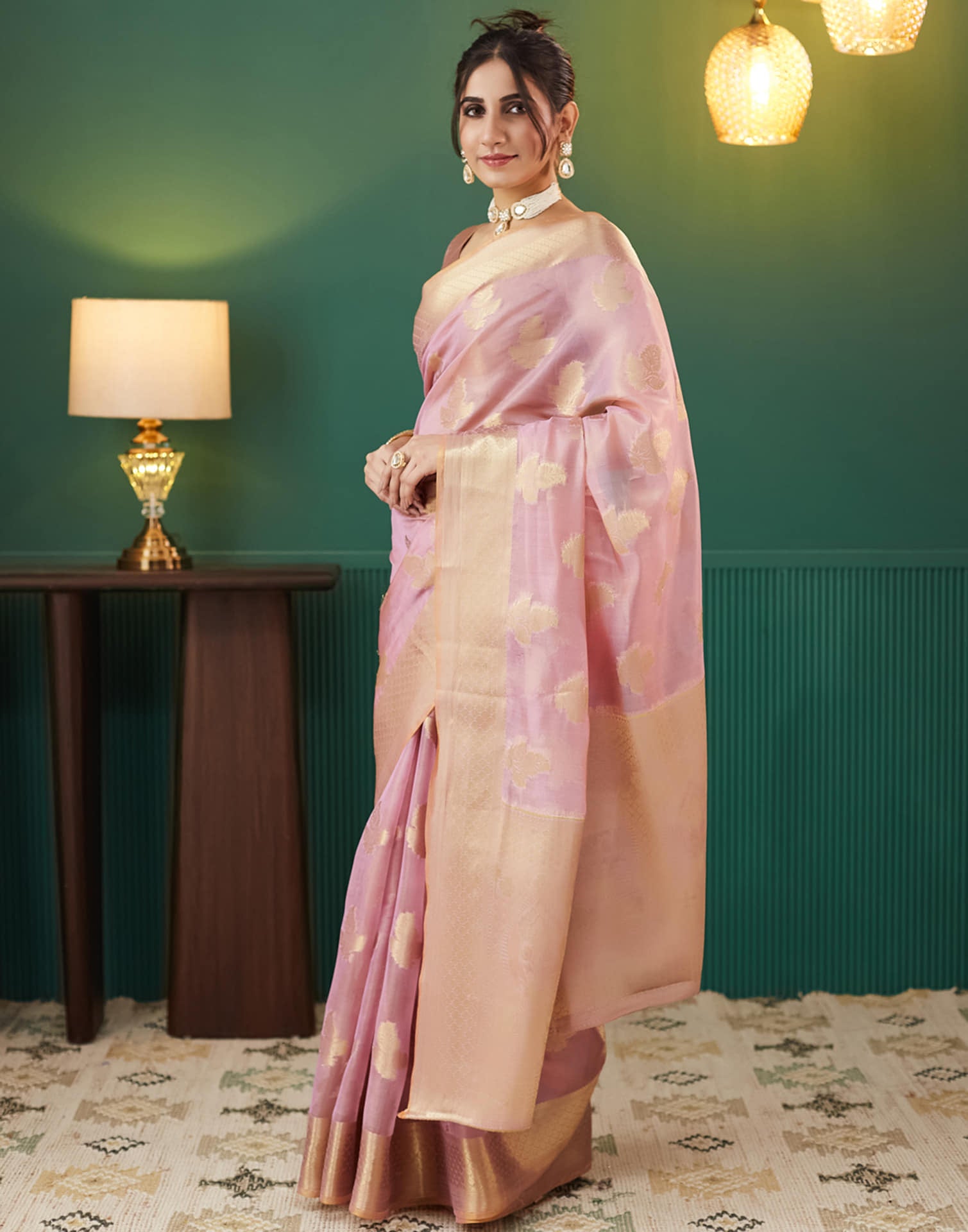 Light Pink Silk Weaving Banarasi Saree