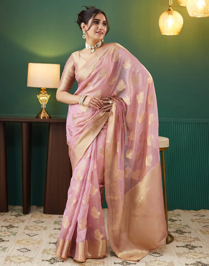 Light Pink Silk Weaving Banarasi Saree