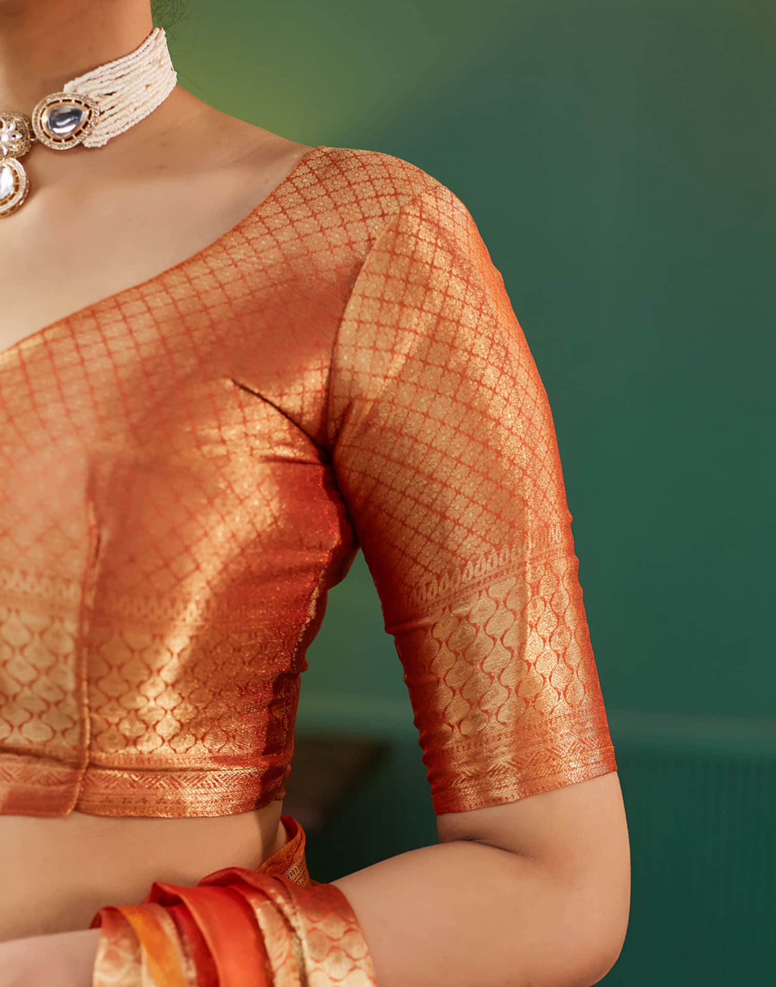 Orange Silk Weaving Banarasi Saree