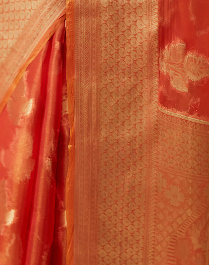 Orange Silk Weaving Banarasi Saree