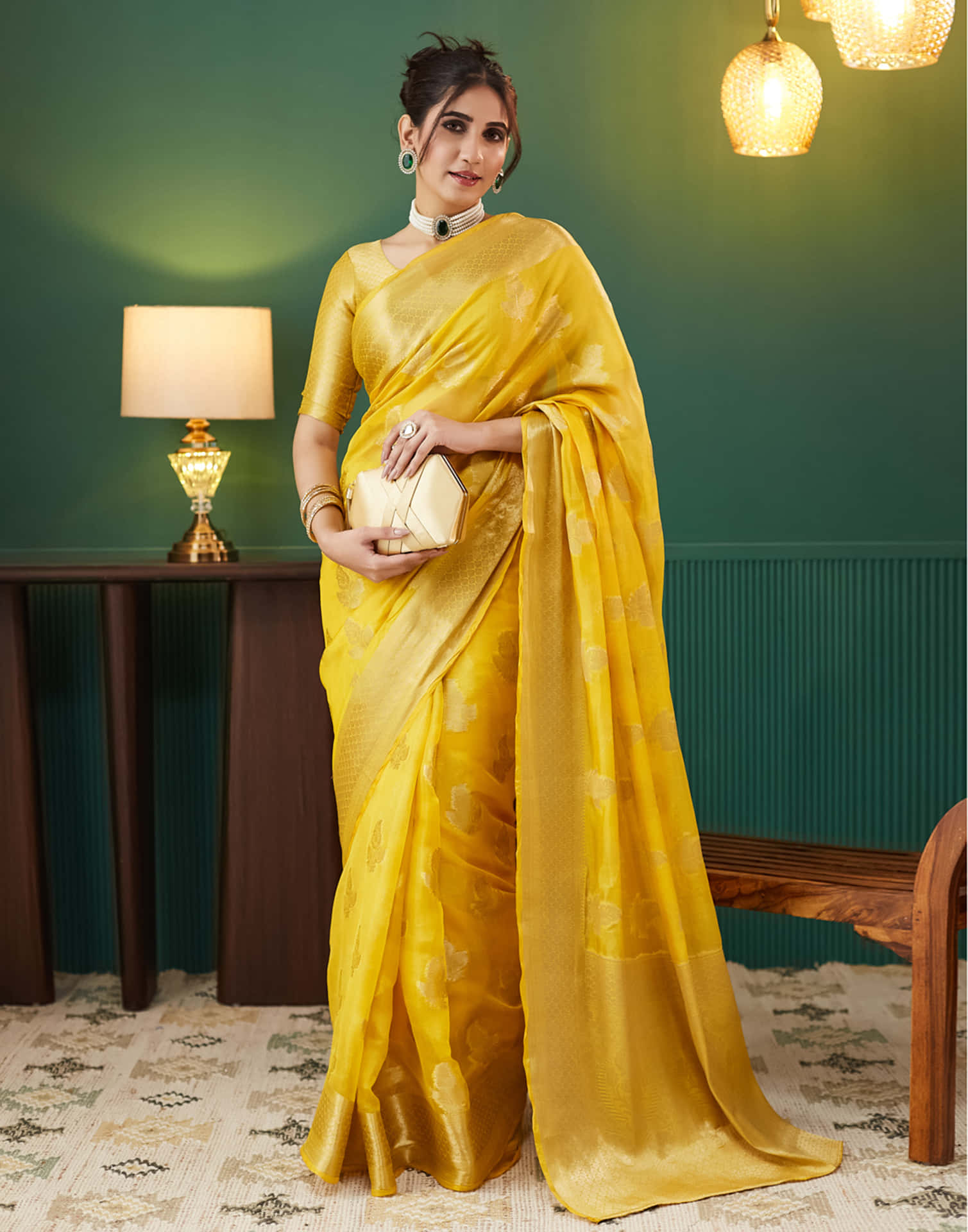 Yellow Silk Weaving Banarasi Saree