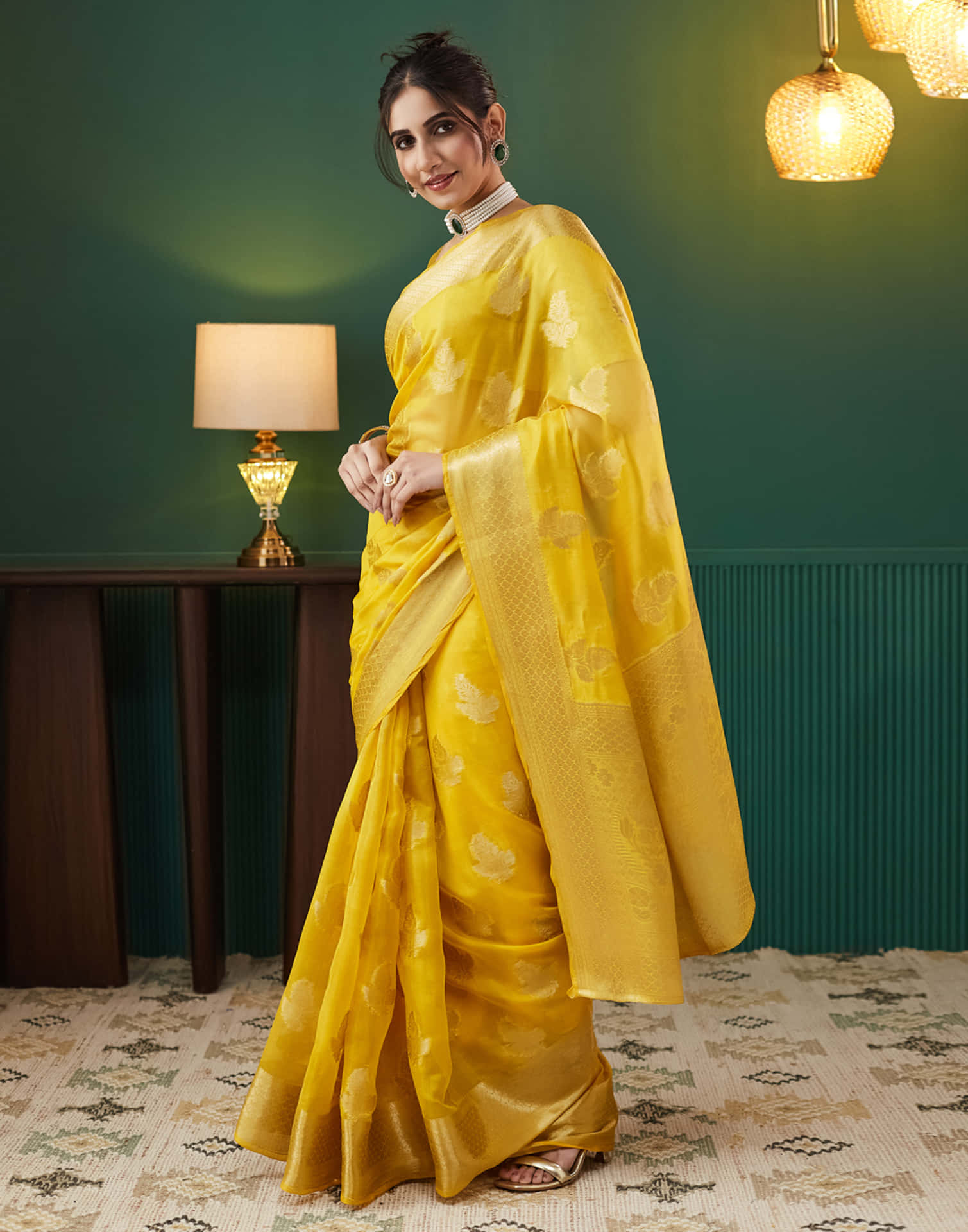 Yellow Silk Weaving Banarasi Saree