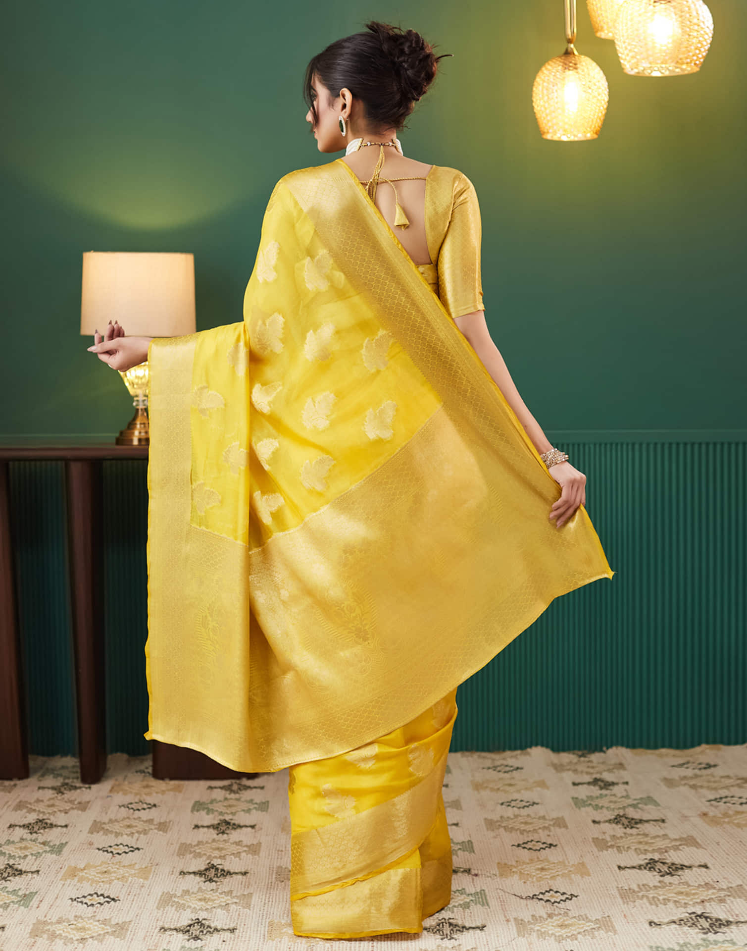 Yellow Silk Weaving Banarasi Saree