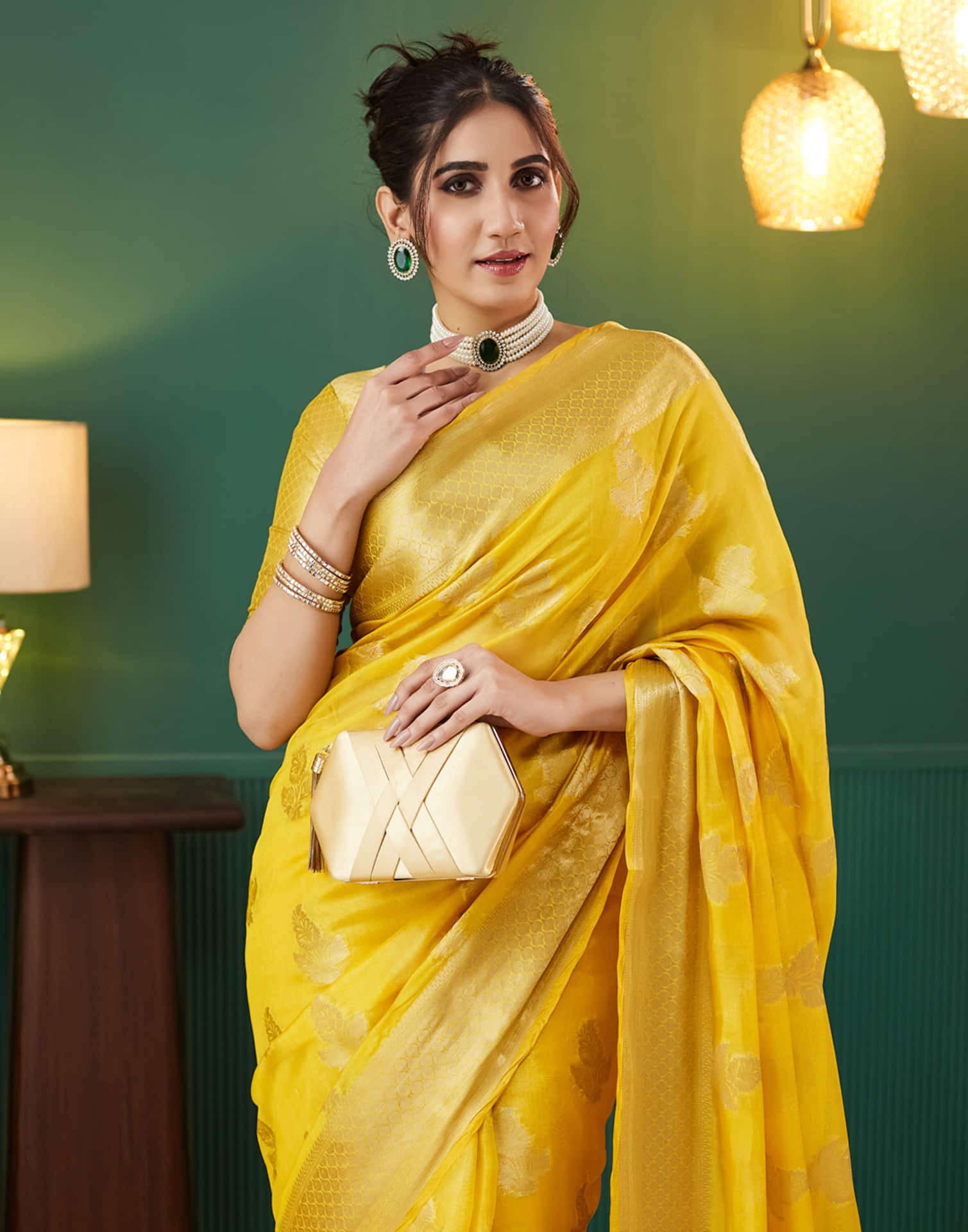 Yellow Silk Weaving Banarasi Saree