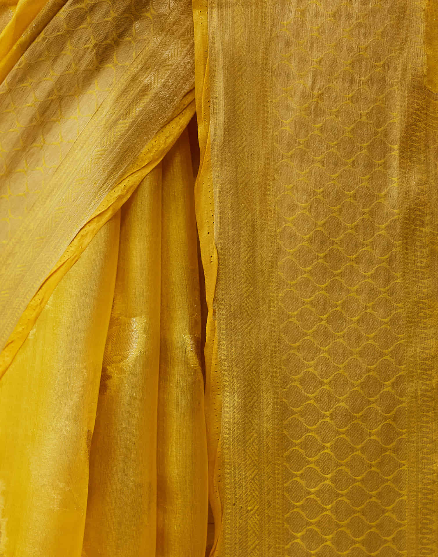 Yellow Silk Weaving Banarasi Saree