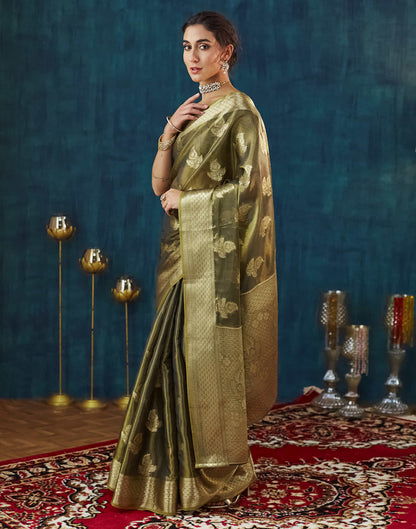 Hemlock Green Silk Weaving Banarasi Saree