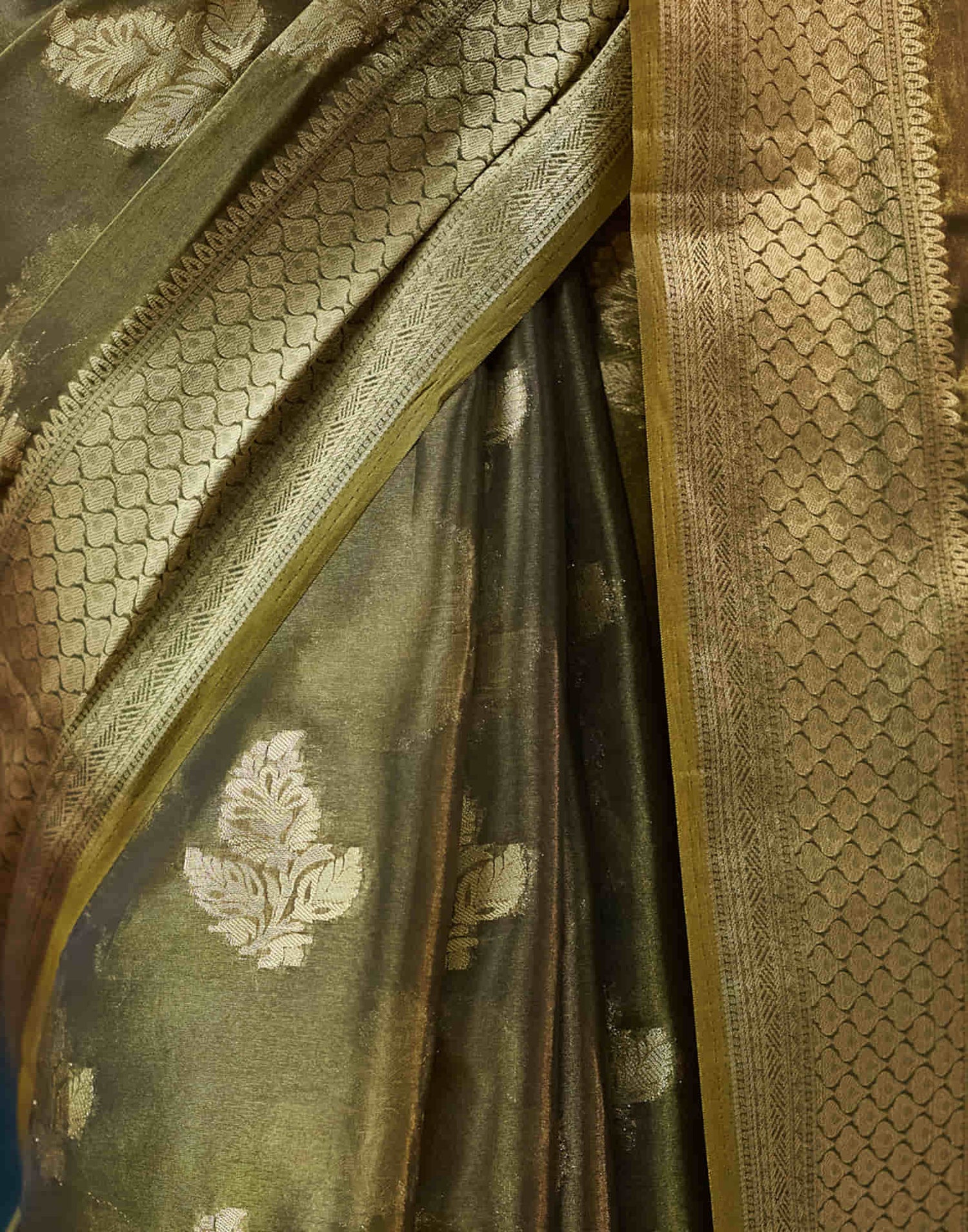 Hemlock Green Silk Weaving Banarasi Saree