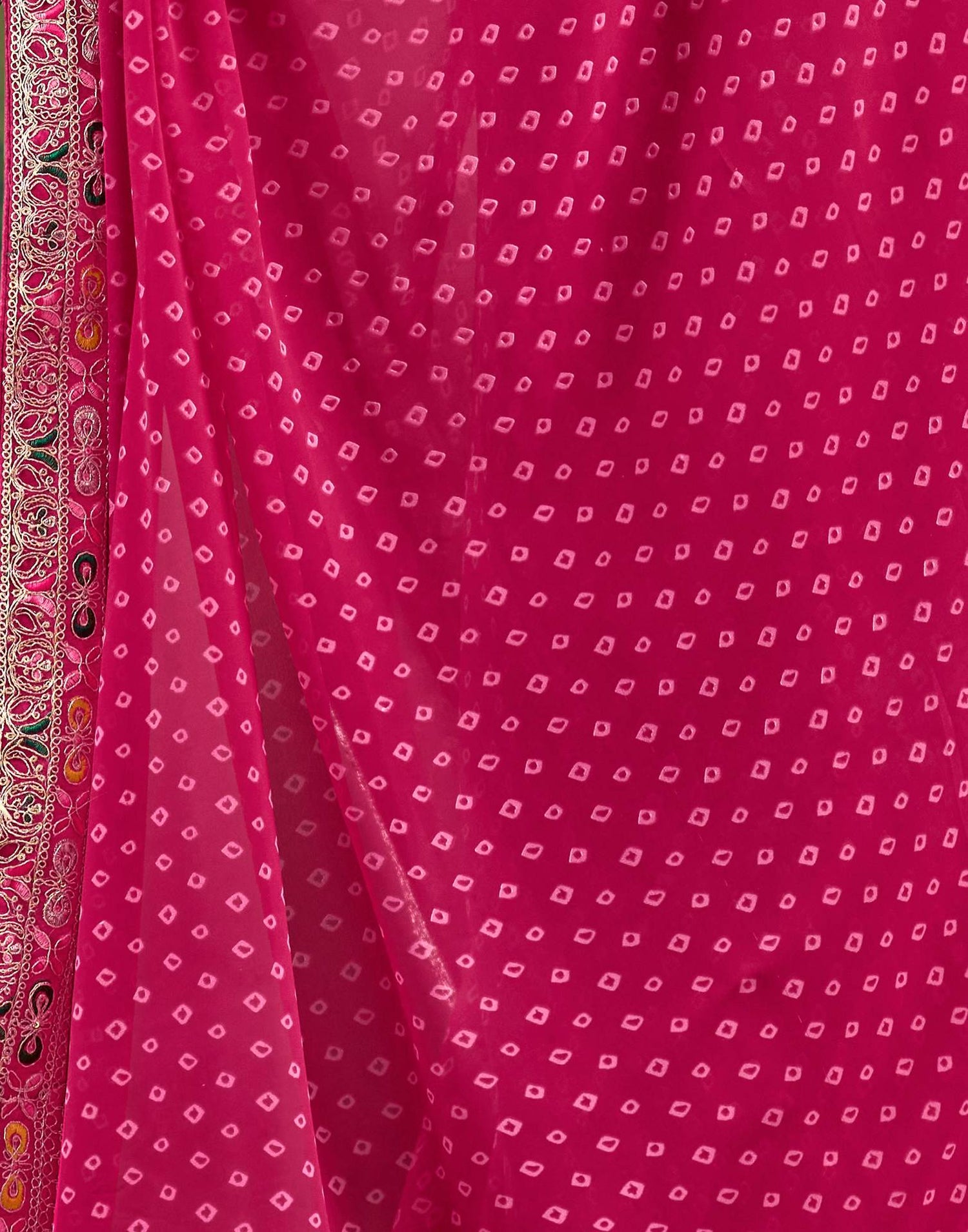 Rani Pink Georgette Sequence Bandhani Saree