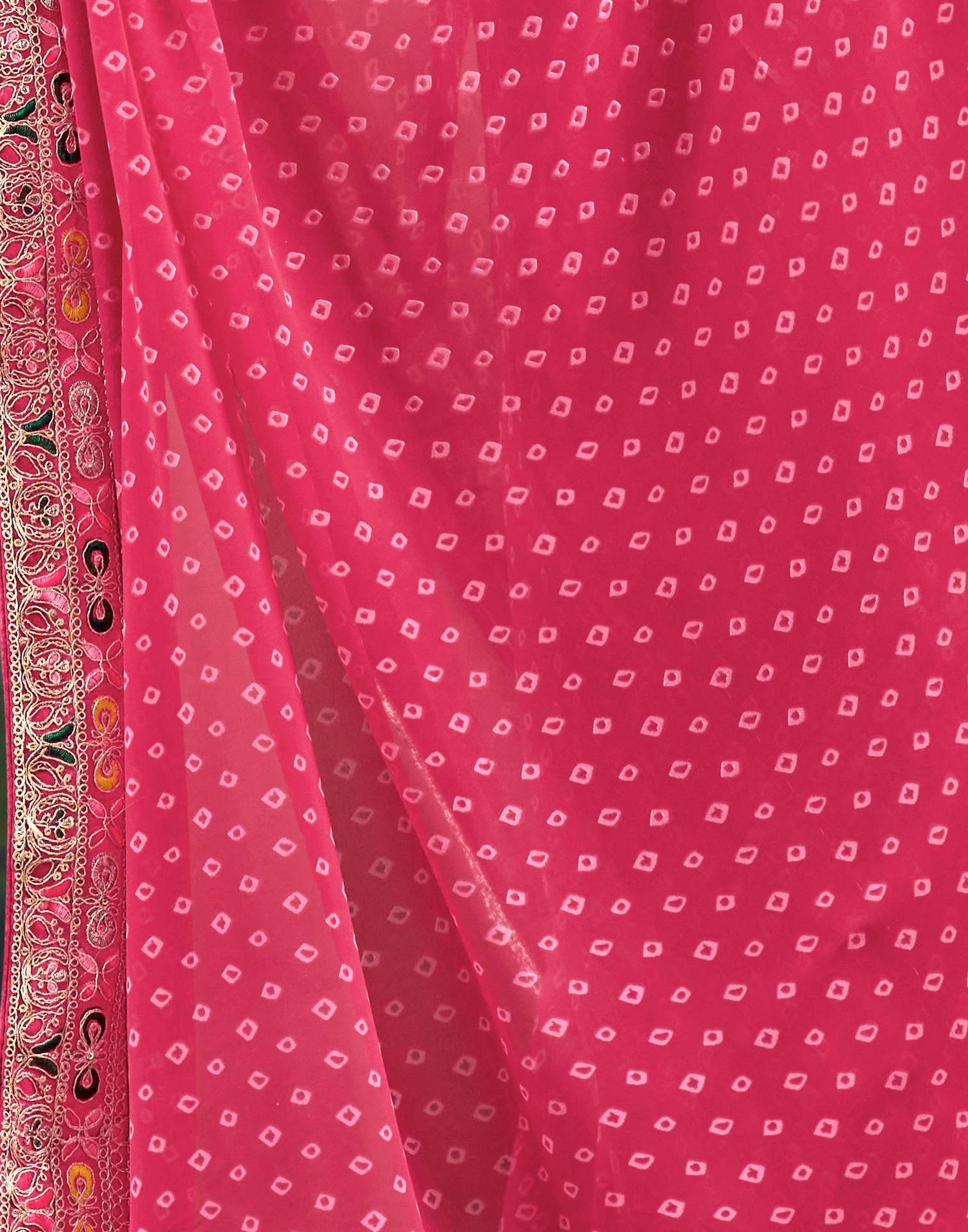 Pink Georgette Sequence Bandhani Saree