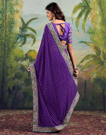 Violet Georgette Sequence Bandhani Saree