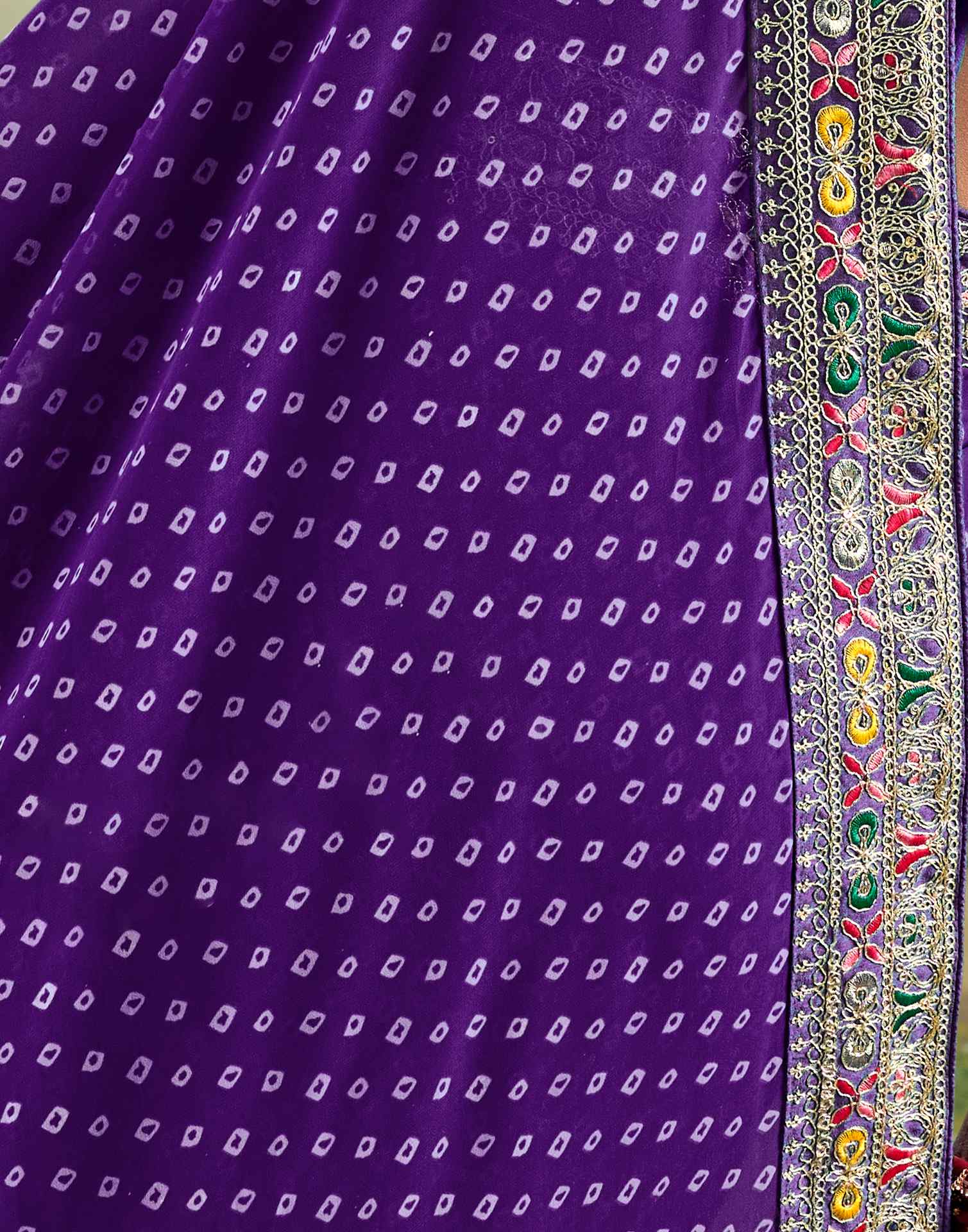 Violet Georgette Sequence Bandhani Saree