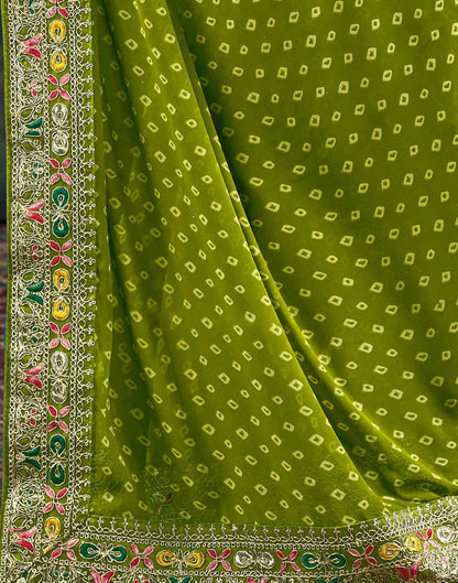 Light Green Georgette Sequence Bandhani Saree