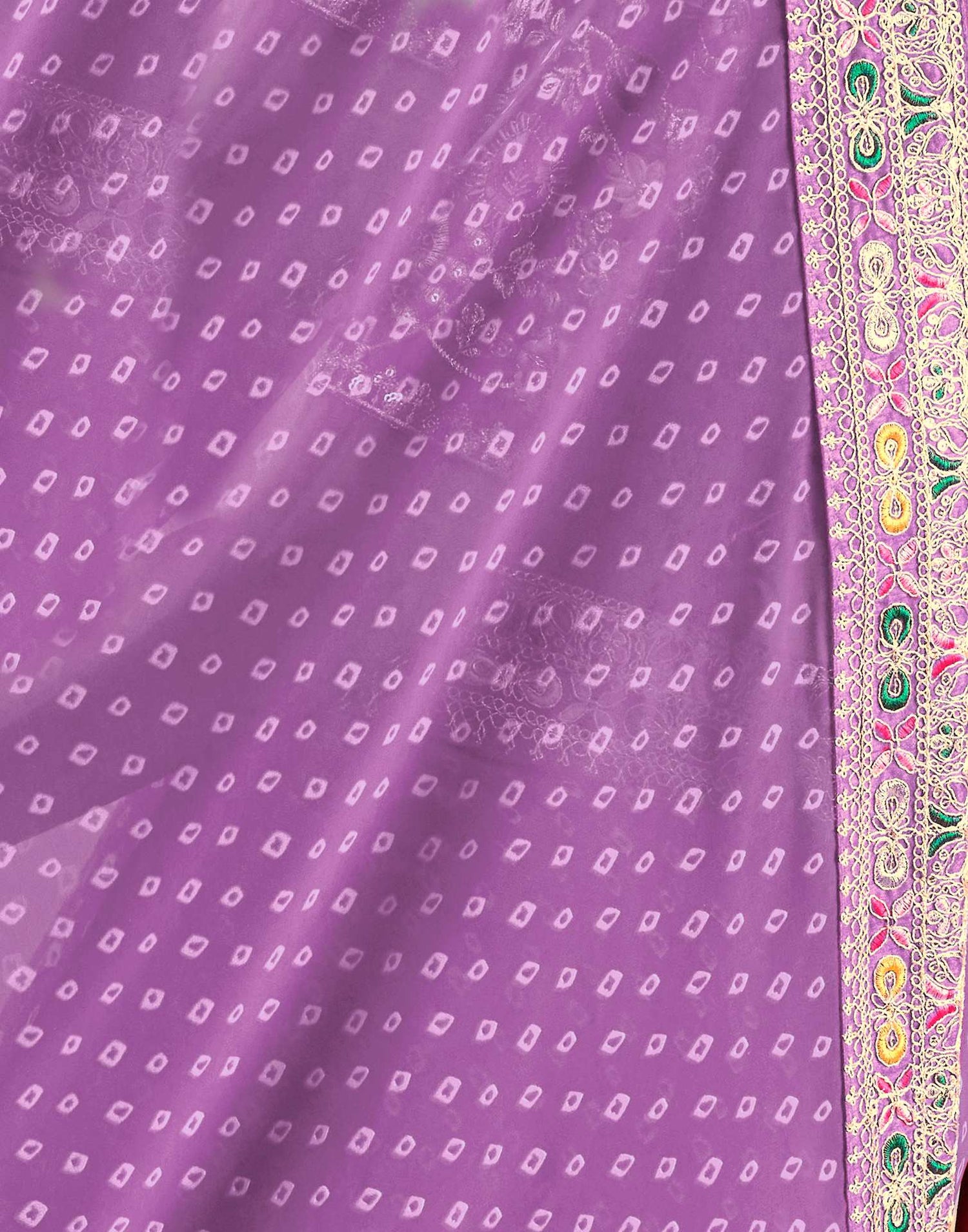 Light Purple Georgette Sequence Bandhani Saree