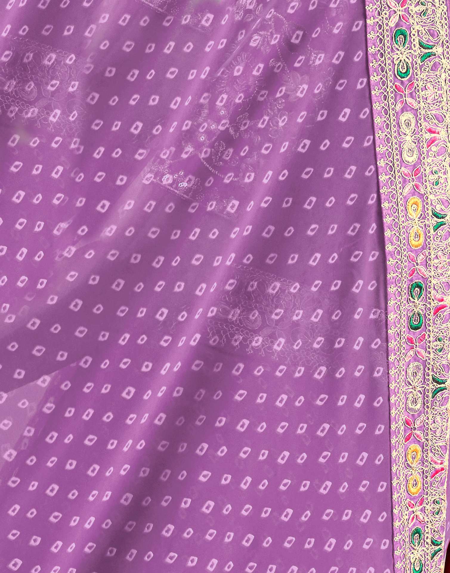 Light Purple Georgette Sequence Bandhani Saree