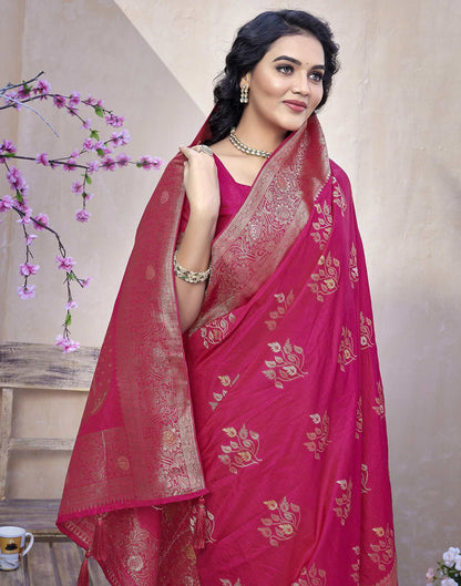 Rani Pink Silk Weaving Banarasi Saree