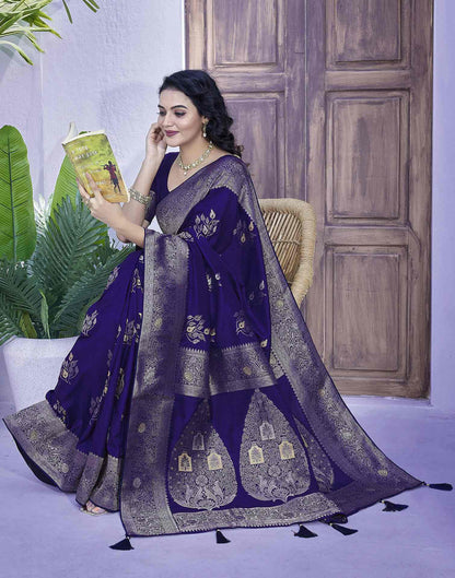 Indigo Silk Weaving Banarasi Saree