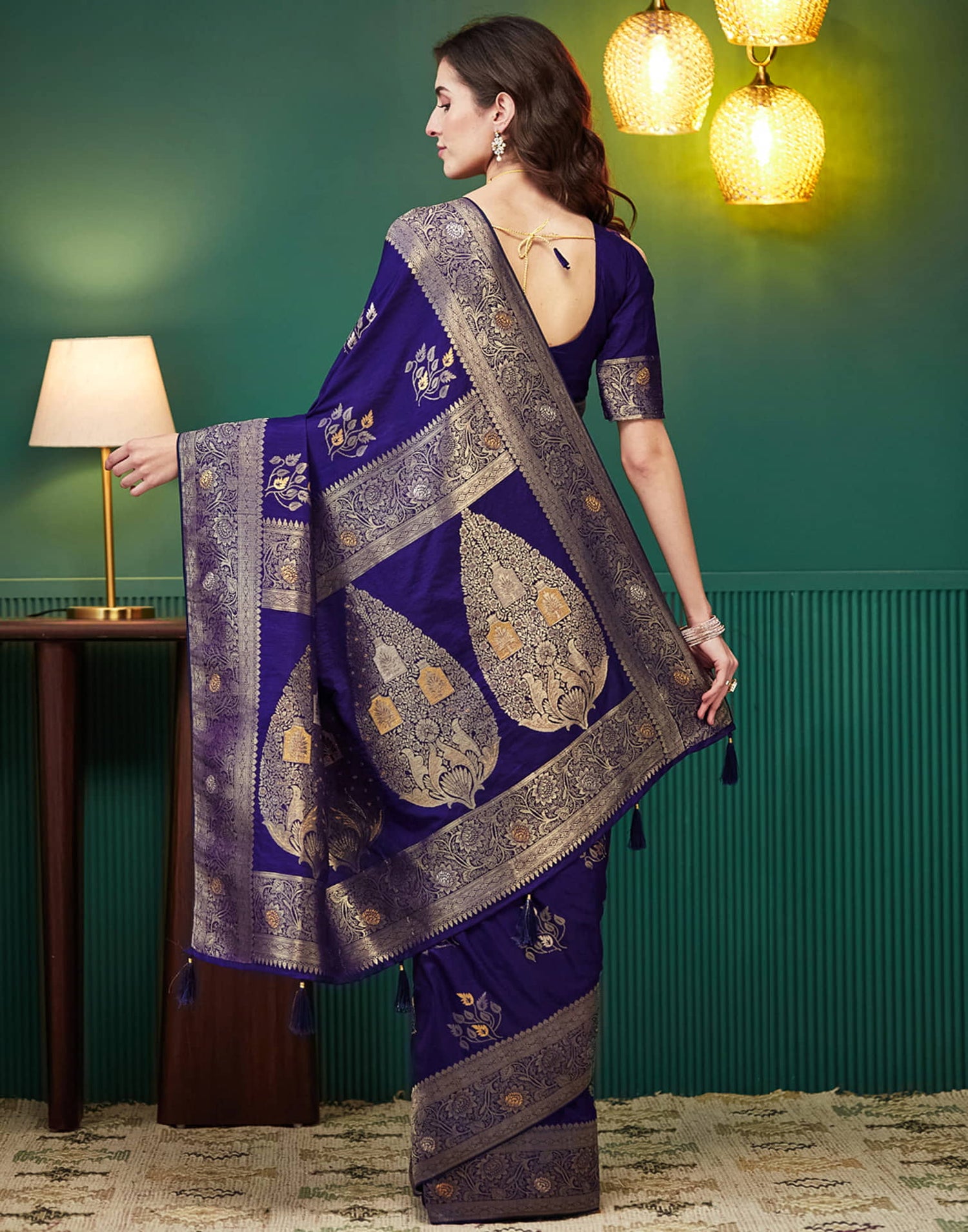 Indigo Silk Weaving Banarasi Saree