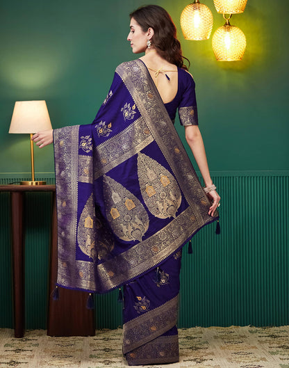 Indigo Silk Weaving Banarasi Saree