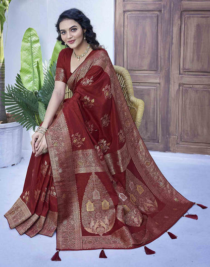 Maroon Silk Weaving Banarasi Saree