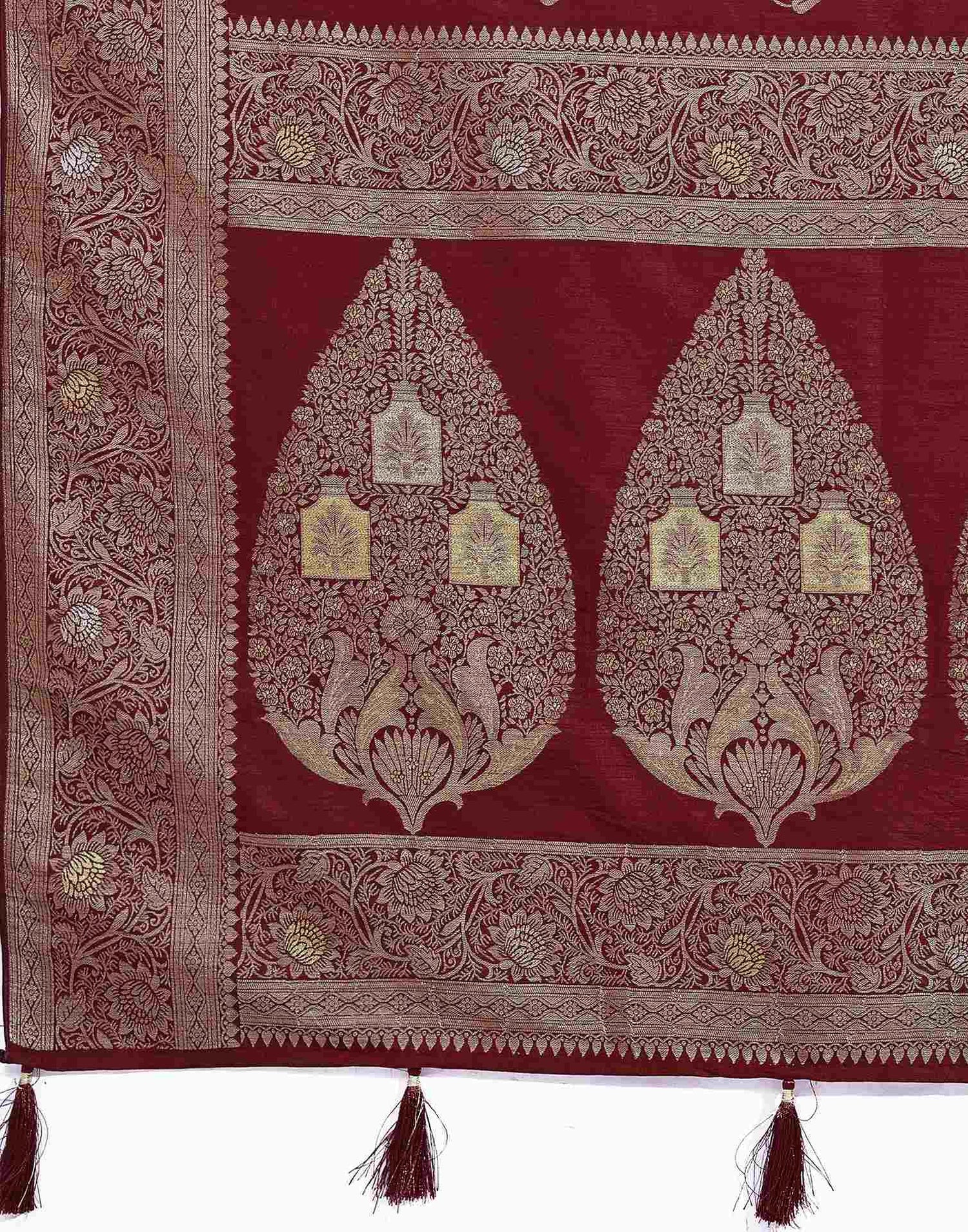 Maroon Silk Weaving Banarasi Saree