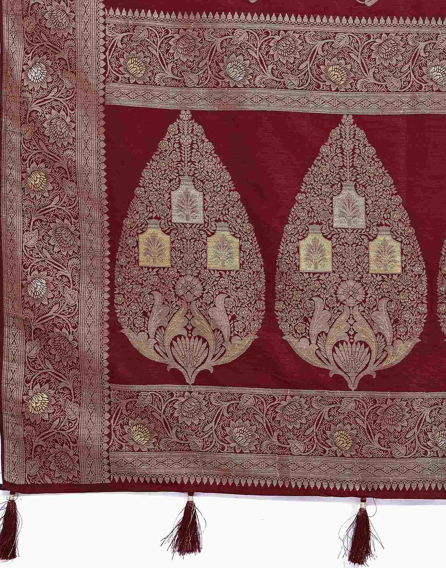 Maroon Silk Weaving Banarasi Saree