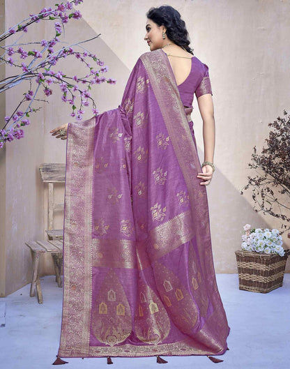 Mauve Silk Weaving Banarasi Saree