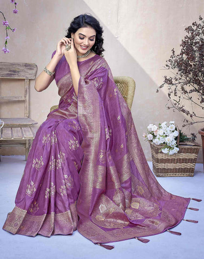 Mauve Silk Weaving Banarasi Saree