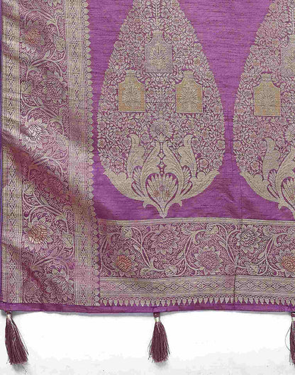 Mauve Silk Weaving Banarasi Saree