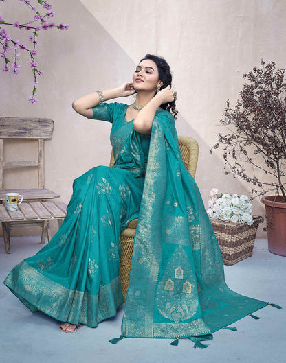 Teal Green Silk Weaving Banarasi Saree