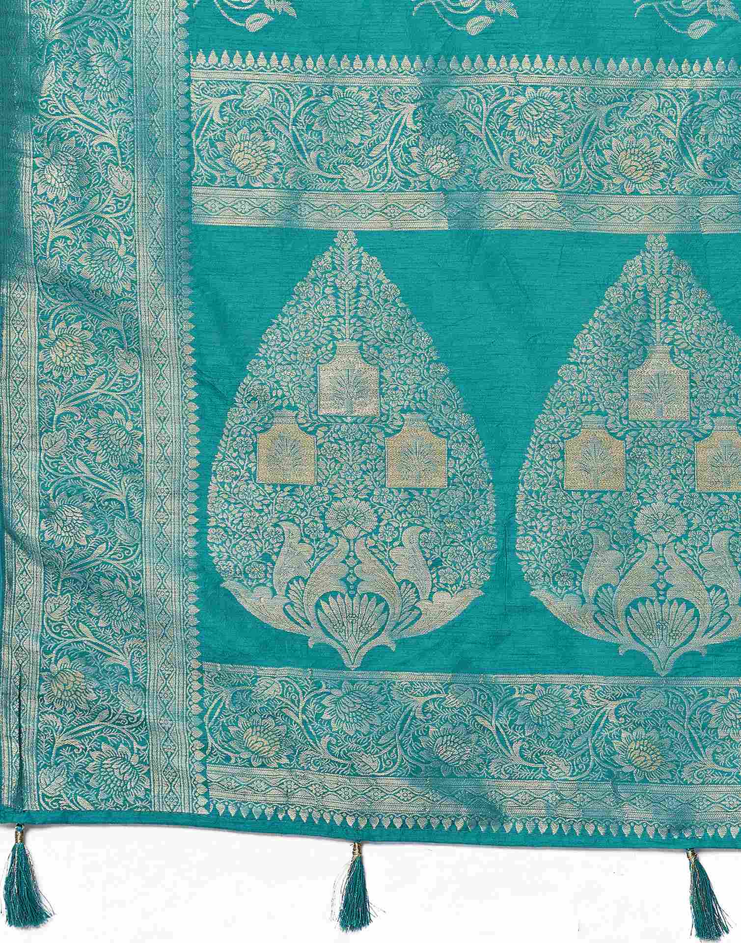 Teal Green Silk Weaving Banarasi Saree