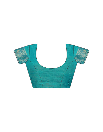Teal Green Silk Weaving Banarasi Saree