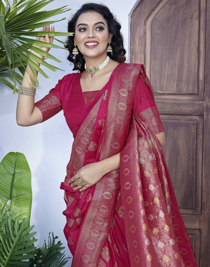 Rani Pink Silk Weaving Banarasi Saree