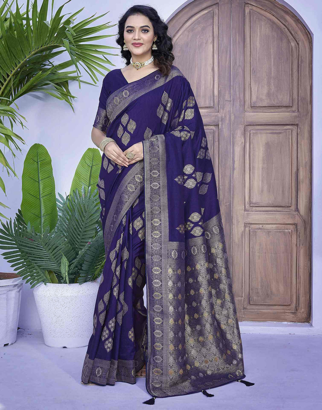 Indigo Silk Weaving Banarasi Saree