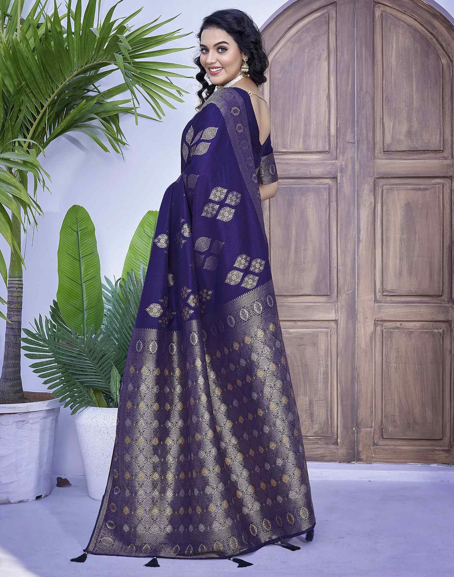 Indigo Silk Weaving Banarasi Saree